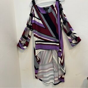 Ashley Stewart Purple and Black High Low Dress Cold shoulder‎ 18/20